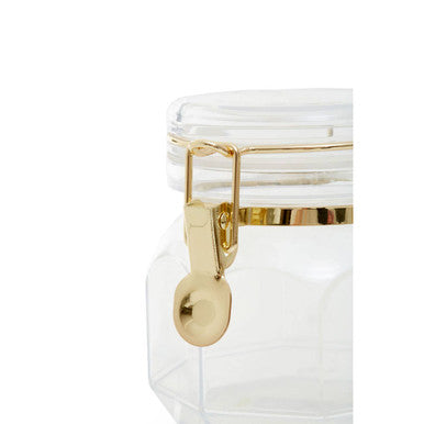 Orsina Gozo Hexagon Glass Storage Jar with Airtight Gold Clip - 750ml