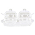 Orsina Gozo Condiment Pots with Tray and Spoons – Set of 2 Clear Pots