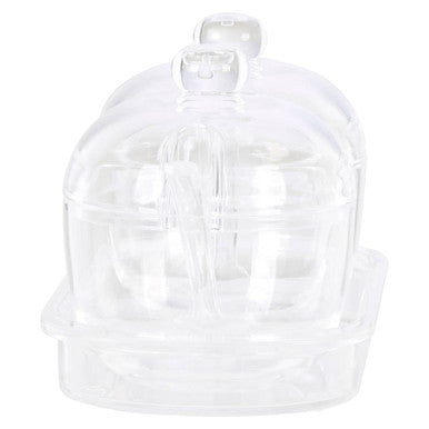 Orsina Gozo Condiment Pots with Tray and Spoons – Set of 2 Clear Pots