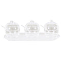 Orsina Gozo Condiment Pots with Tray and Spoons – Set of 3 Clear Pots