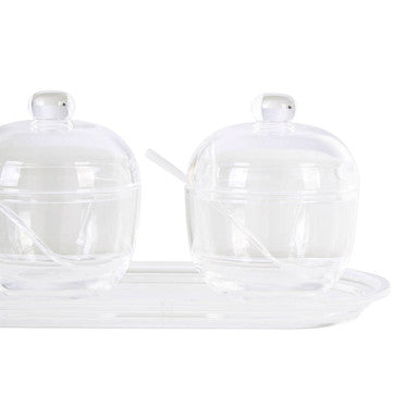 Orsina Gozo Condiment Pots with Tray and Spoons – Set of 3 Clear Pots