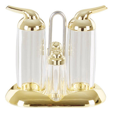 Orsina Gozo Gold 4-Piece Condiment Set | Oil, Vinegar, Salt & Pepper