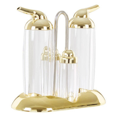Orsina Gozo Gold 4-Piece Condiment Set | Oil, Vinegar, Salt & Pepper