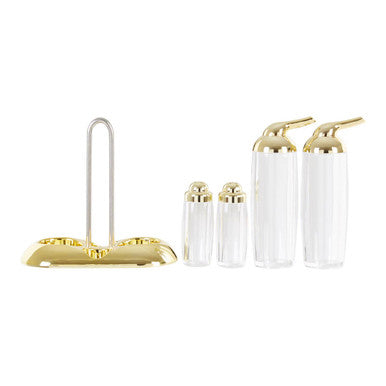 Orsina Gozo Gold 4-Piece Condiment Set | Oil, Vinegar, Salt & Pepper