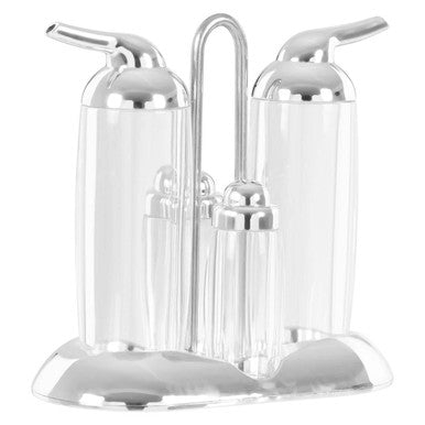 Orsina Gozo 4-Piece Condiment Set – Silver Table Seasoning Organizer