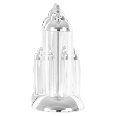 Orsina Gozo 4-Piece Condiment Set – Silver Table Seasoning Organizer
