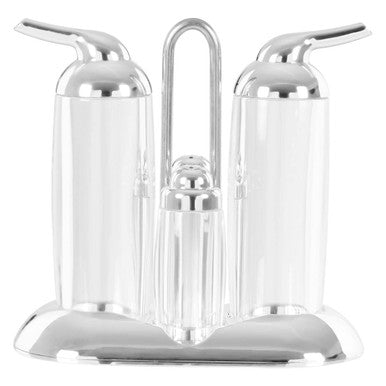 Orsina Gozo 4-Piece Condiment Set – Silver Table Seasoning Organizer