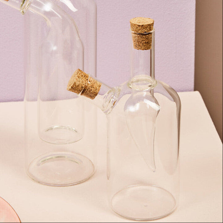 Orsina Montela 2-in-1 Oil and Vinegar Glass Bottle Cruet with Corks
