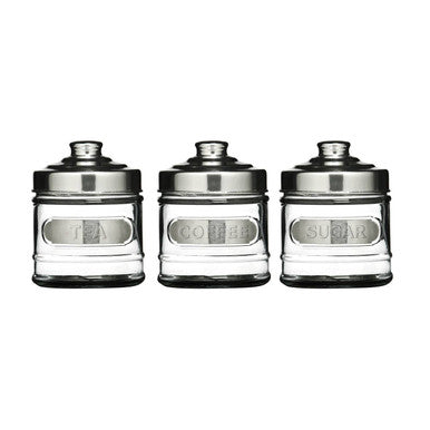 Orsina Luca Glass Jars with Aluminium Lids – Set of 3 Kitchen Canisters