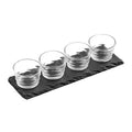 Orsina Ribbed Glass Bowls and Slate Tray Set – 4 Piece Serving Set