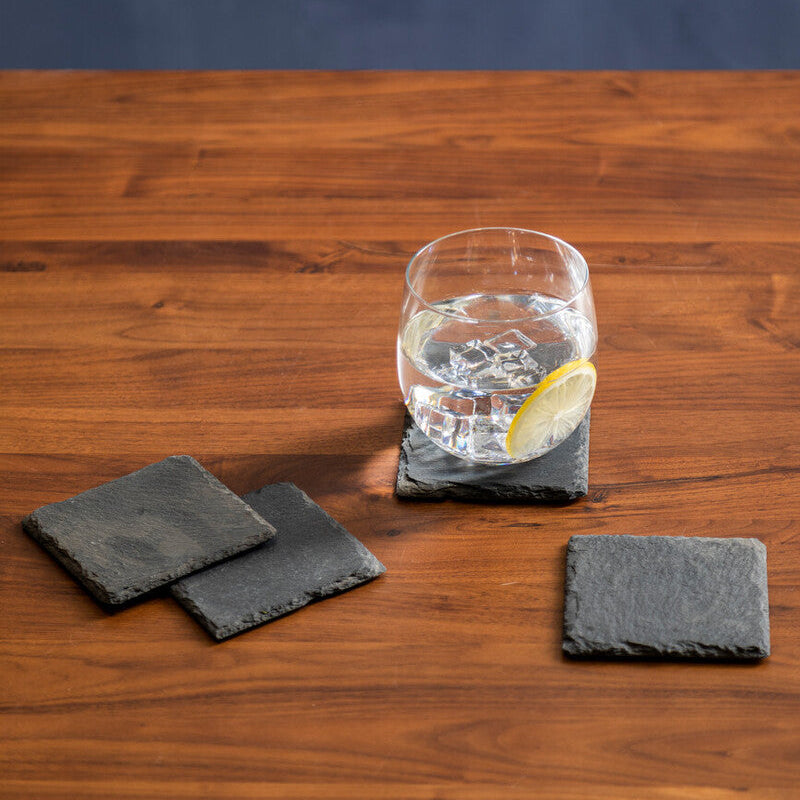 Orsina Slate Square Coasters – Set of 4 Grey Stone Drink Coasters