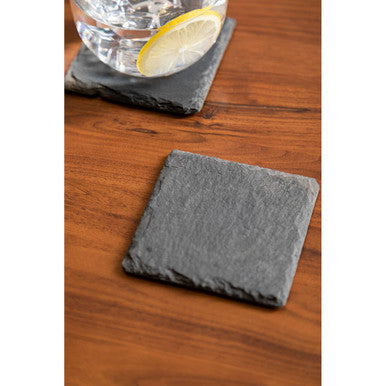 Orsina Slate Square Coasters – Set of 4 Grey Stone Drink Coasters
