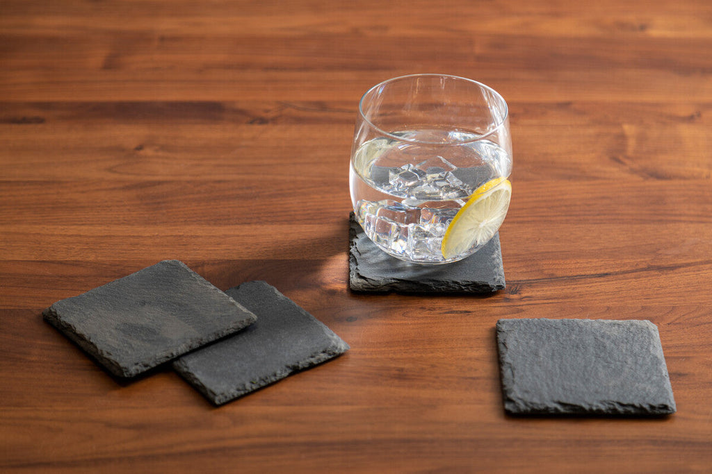 Orsina Slate Square Coasters – Set of 4 Grey Stone Drink Coasters