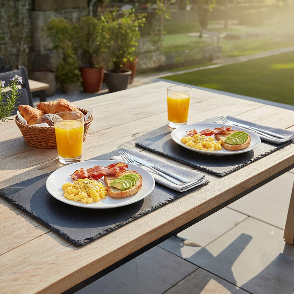 Orsina Slate Rectangular Placemats – Set of 2 Natural Grey Stone Mats