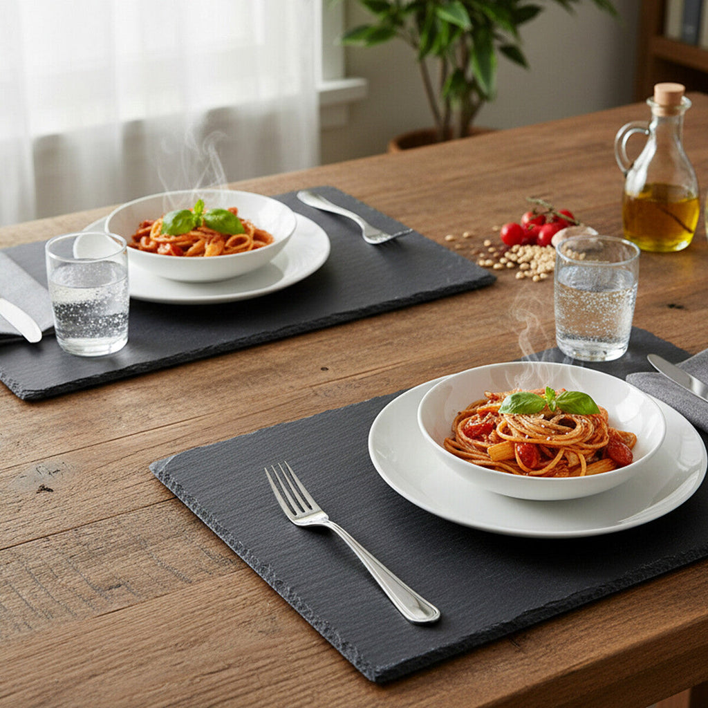 Orsina Slate Rectangular Placemats – Set of 2 Natural Grey Stone Mats