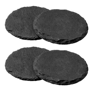 Orsina Slate Round Coasters – Set of 4 Natural Grey Stone Drink Mats