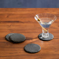 Orsina Slate Round Coasters – Set of 4 Natural Grey Stone Drink Mats