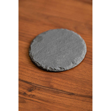 Orsina Slate Round Coasters – Set of 4 Natural Grey Stone Drink Mats