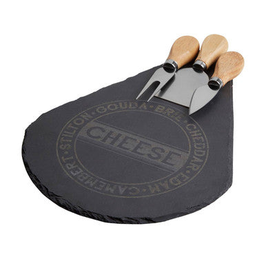 Orsina Carter 4 Piece Slate Cheese Board and Knife Set – Black