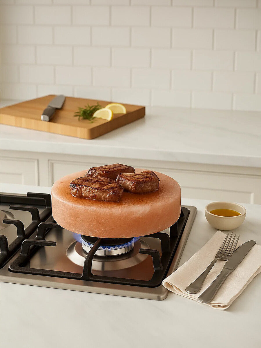 Orsina Himalayan Pink Salt Tile – Round Searing Block and Serving Platter
