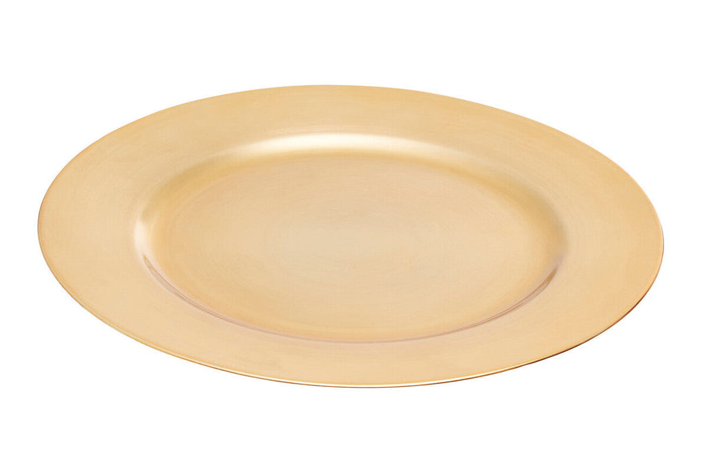 Orsina Dia Flat Gold Charger Plate – Distressed Metallic Table Decor
