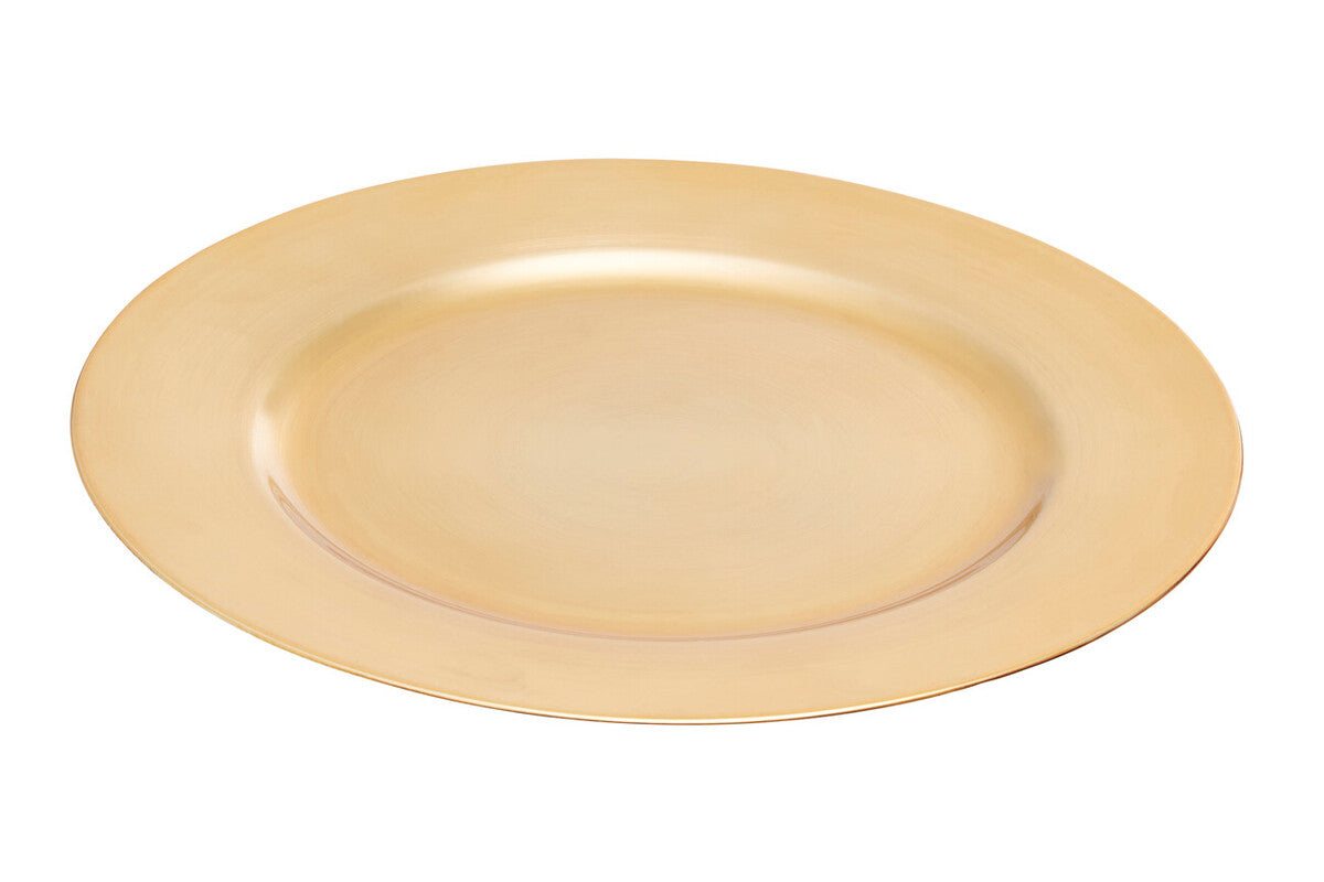 Orsina Dia Flat Gold Charger Plate – Distressed Metallic Table Decor