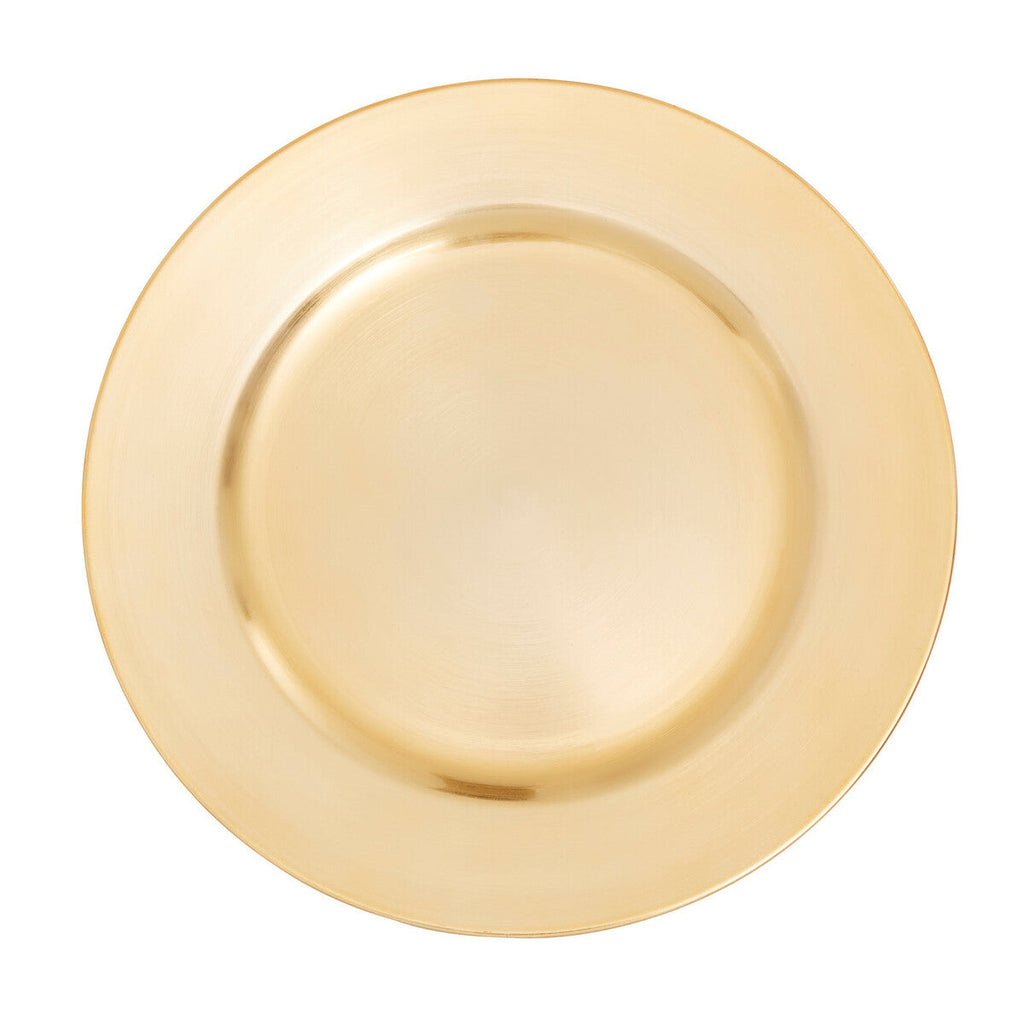 Orsina Dia Flat Gold Charger Plate – Distressed Metallic Table Decor