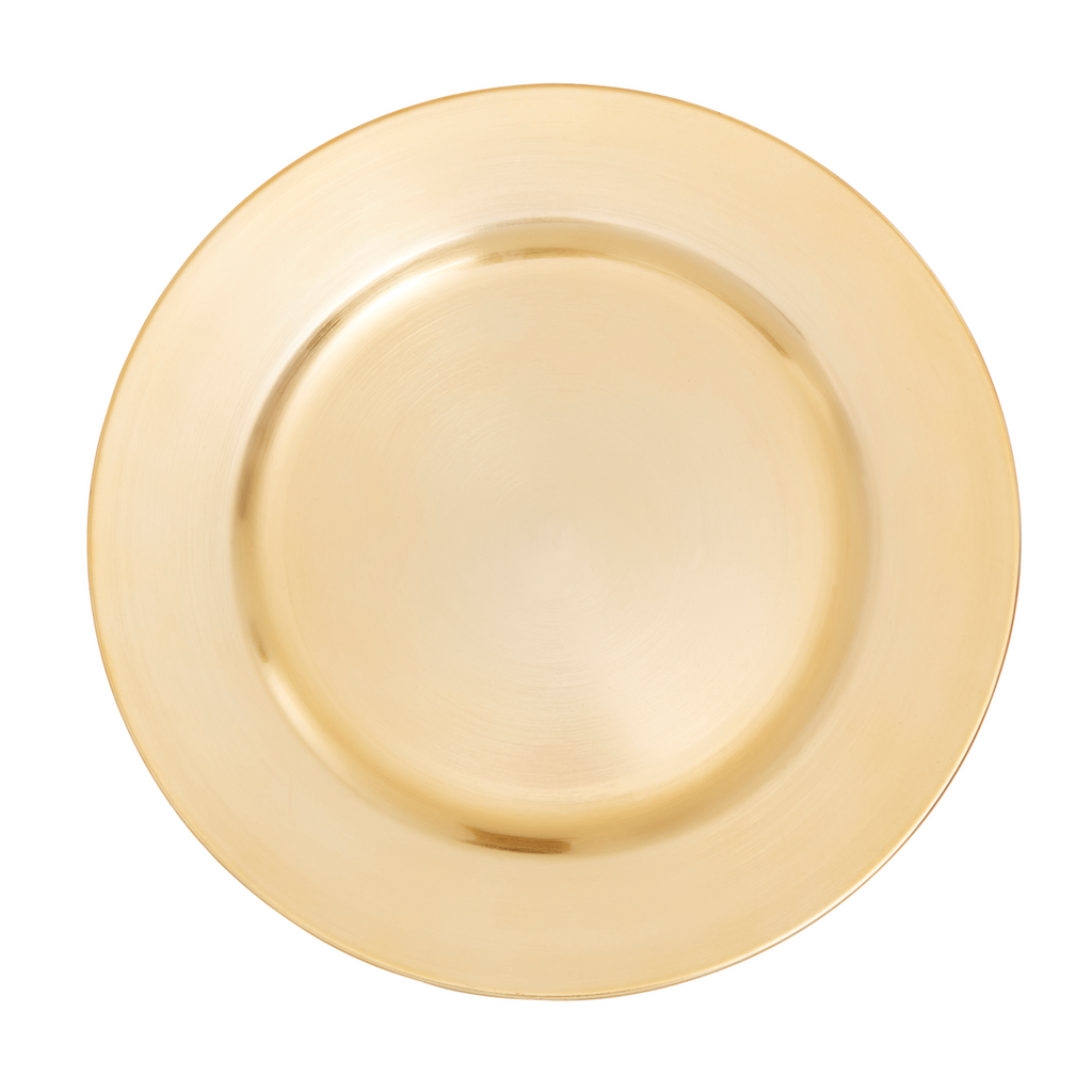 Orsina Dia Flat Gold Charger Plate – Distressed Metallic Table Decor