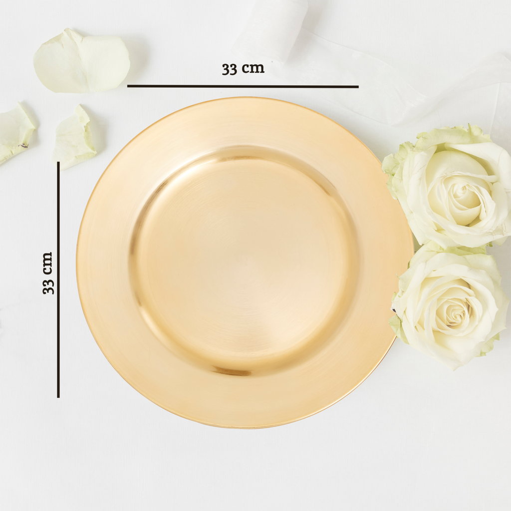 Orsina Dia Flat Gold Charger Plate – Distressed Metallic Table Decor