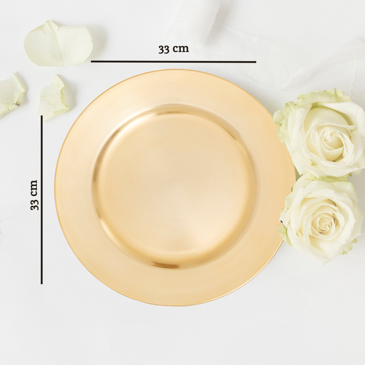 Orsina Dia Flat Gold Charger Plate – Distressed Metallic Table Decor