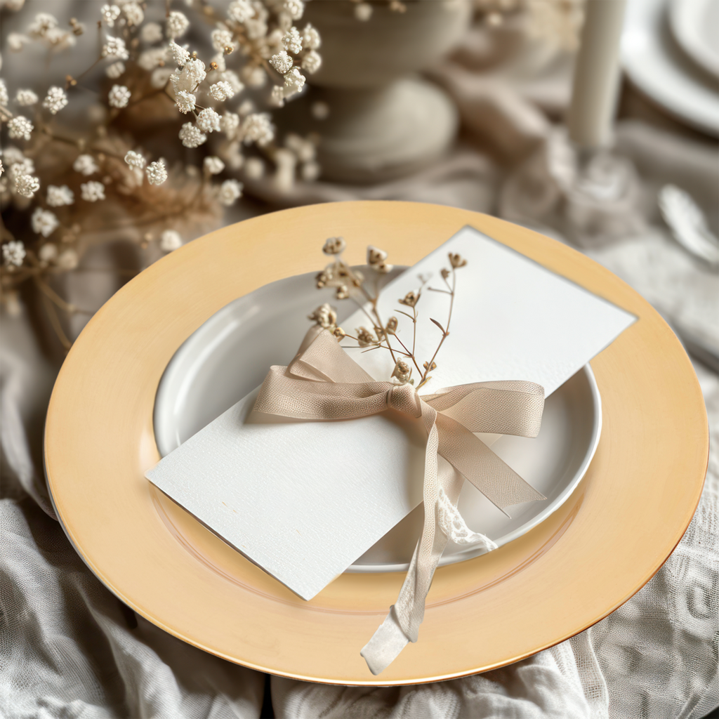 Orsina Dia Flat Gold Charger Plate – Distressed Metallic Table Decor