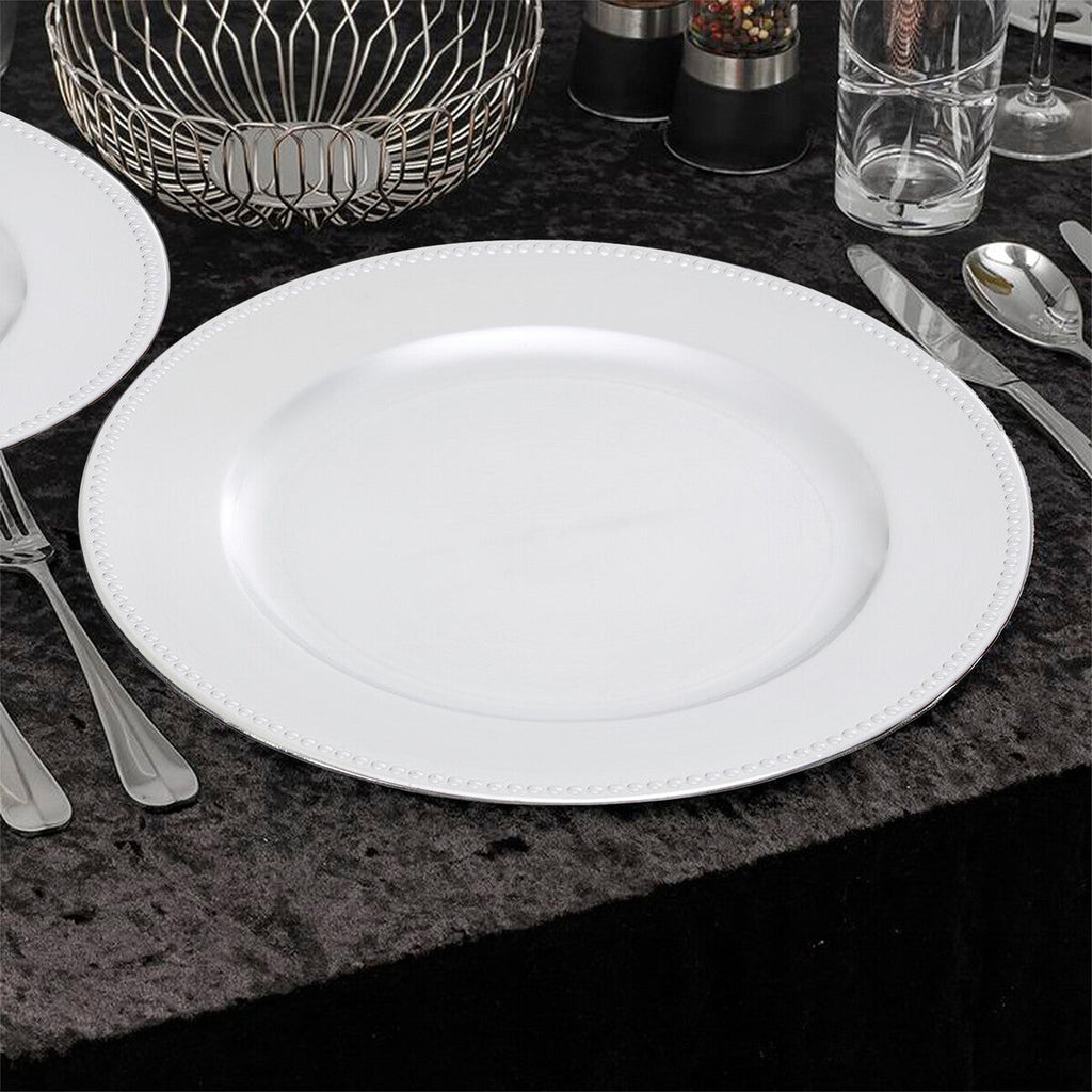Orsina Silver Charger Plate with Dotted Rim – Elegant Table Decor