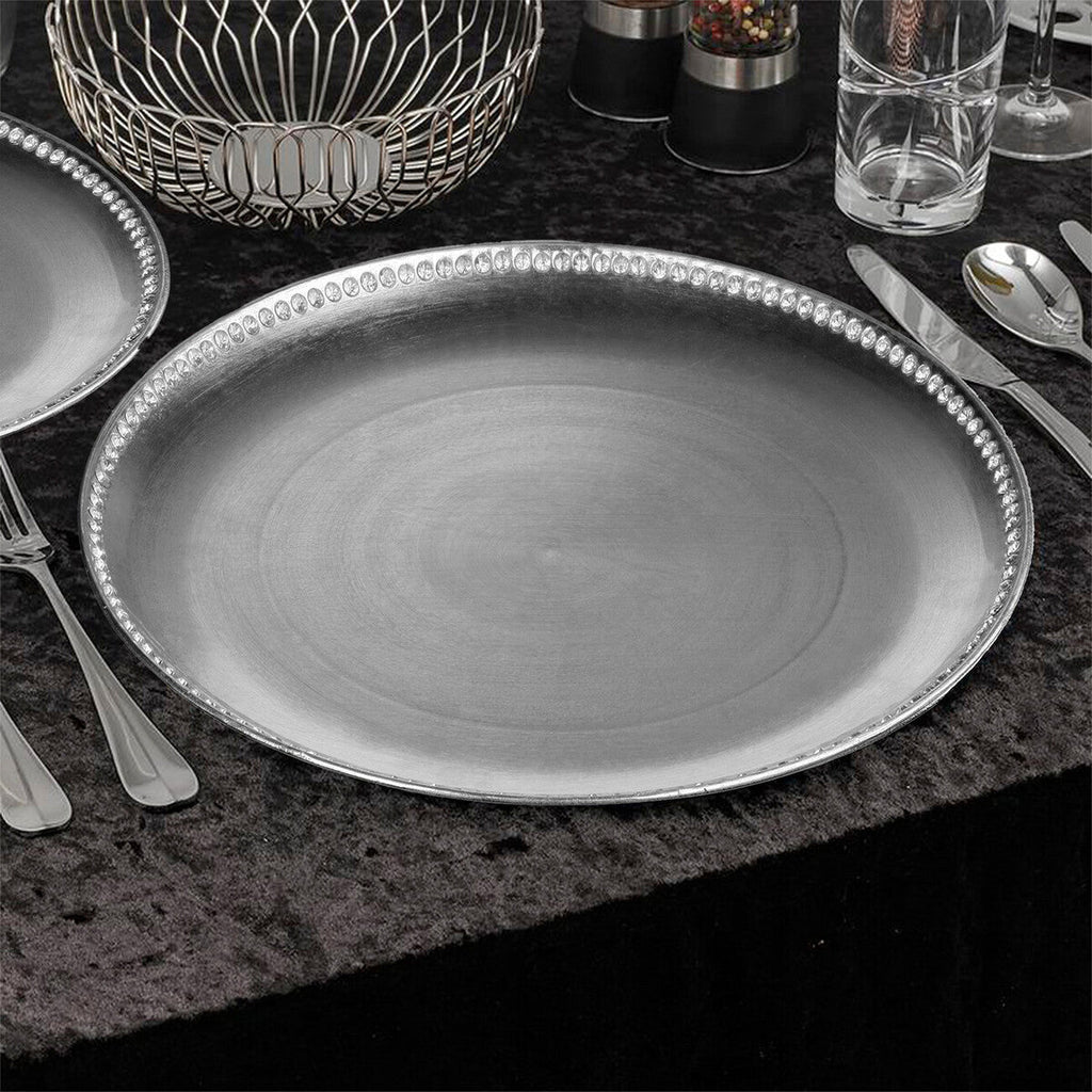 Orsina Radiance Silver Decorative Charger Plate | Metallic Table Decor