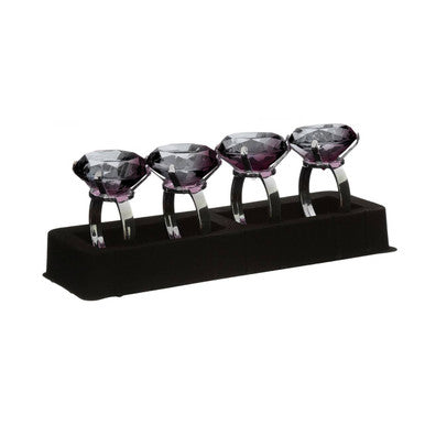 Orsina Smoke Grey Diamante Napkin Rings – Set of 4 Luxury Table Decor