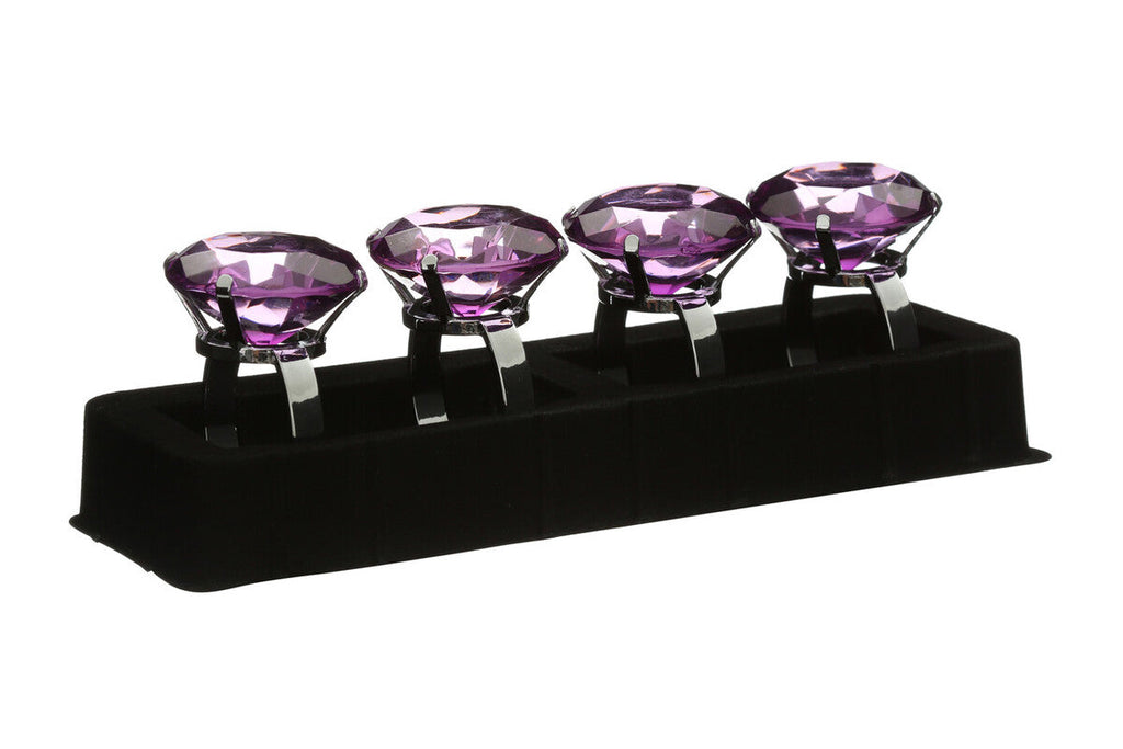 Orsina Purple Diamante Napkin Rings – Set of 4 Polished Metal Rings
