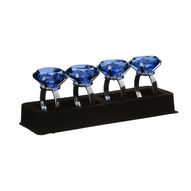 Orsina Sapphire Diamante Napkin Rings – Polished Metal Set of 4