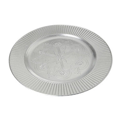 Orsina Redbud Silver Charger Plate – Embossed Rim Table Decor
