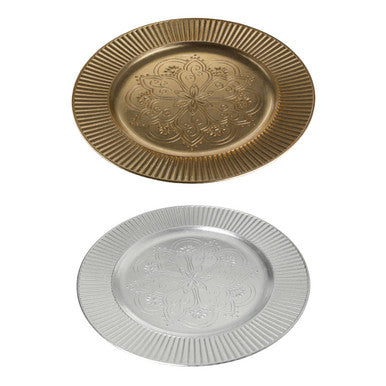 Orsina Redbud Silver Charger Plate – Embossed Rim Table Decor