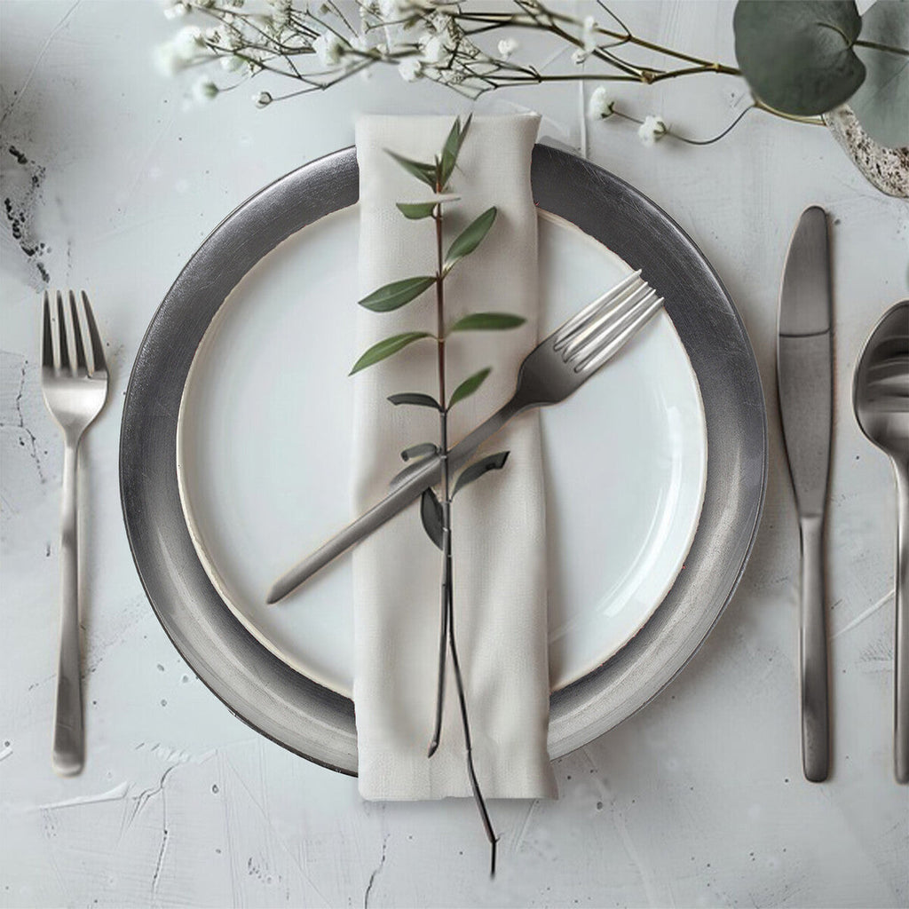 Orsina Paxton Silver Coupe Charger Plate – Modern Smooth Table Decor