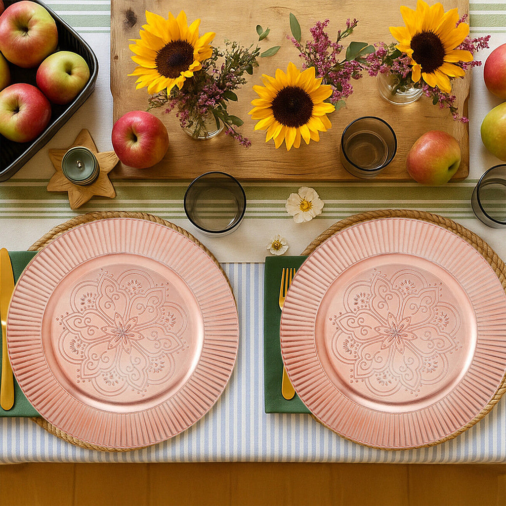 Orsina Redbud Rose Gold Charger Plate – Fluted Polypropylene Tableware