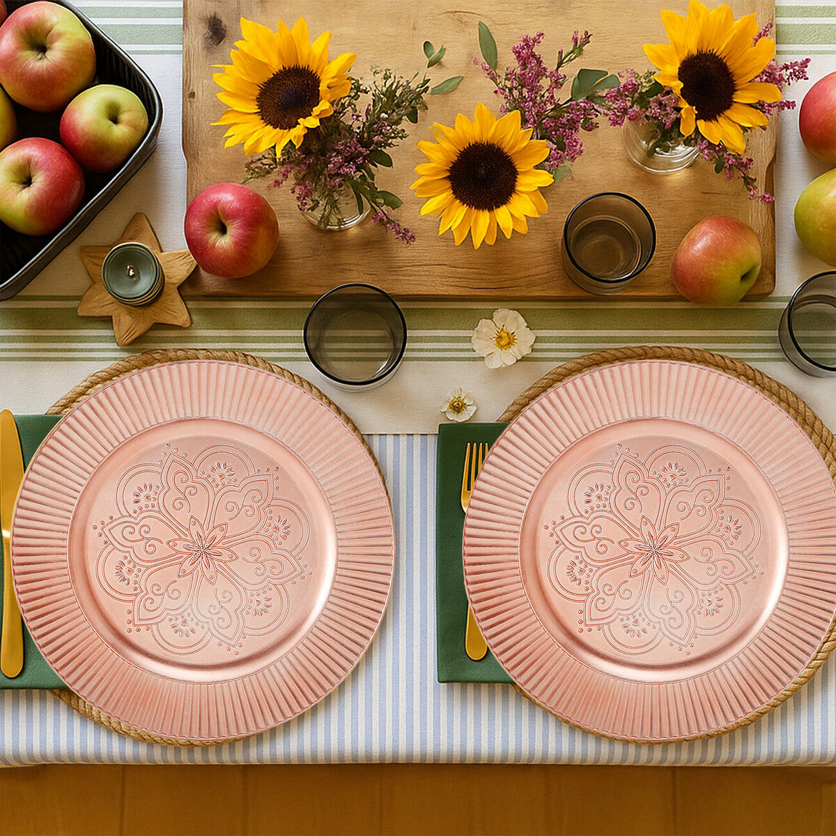 Orsina Redbud Rose Gold Charger Plate – Fluted Polypropylene Tableware