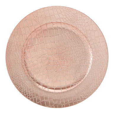 Orsina Dia Rose Gold Textured Charger Plate | Durable Polypropylene