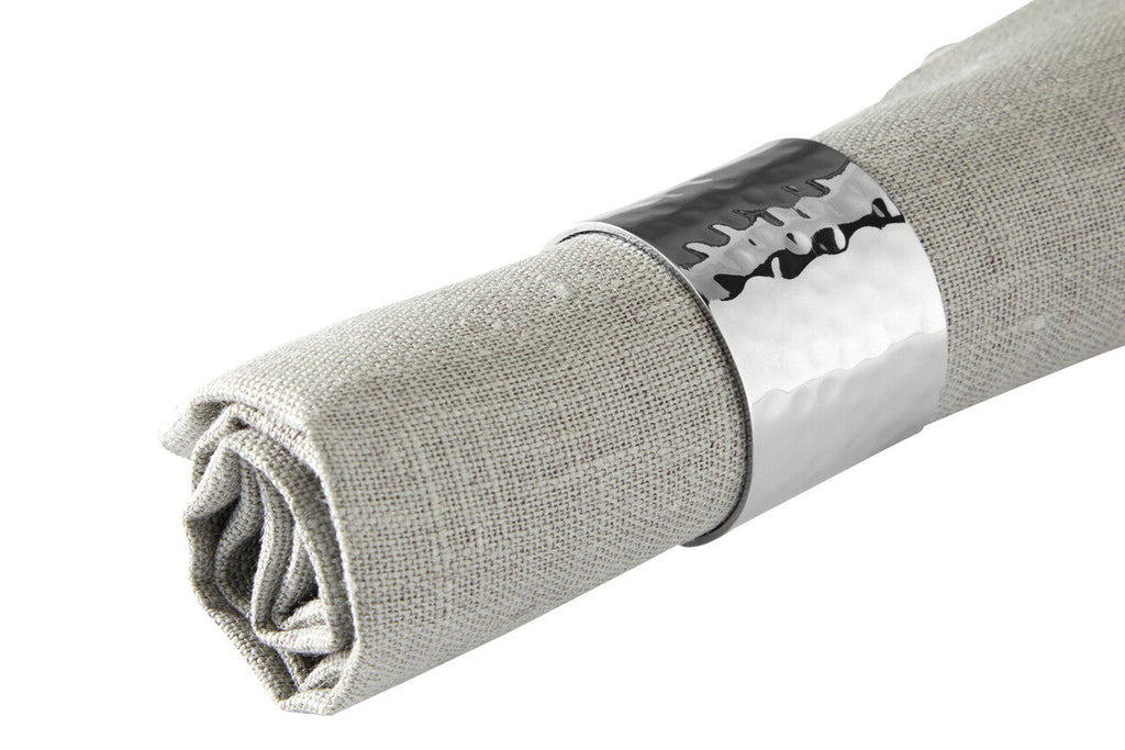 Orsina Silver Napkin Rings – Set of 4 Hammered Metal Table Decor
