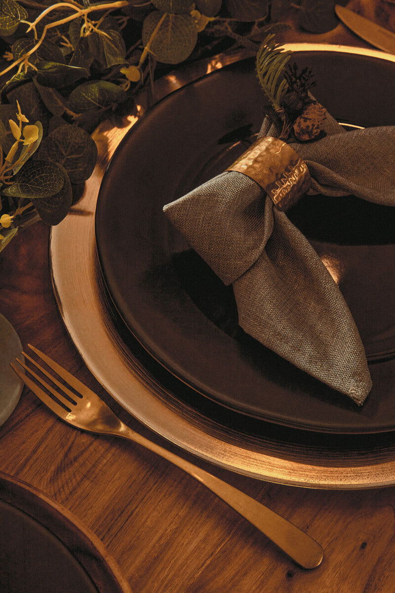 Orsina Hammered Brass Finish Napkin Rings - Set of 4 Table Accessories