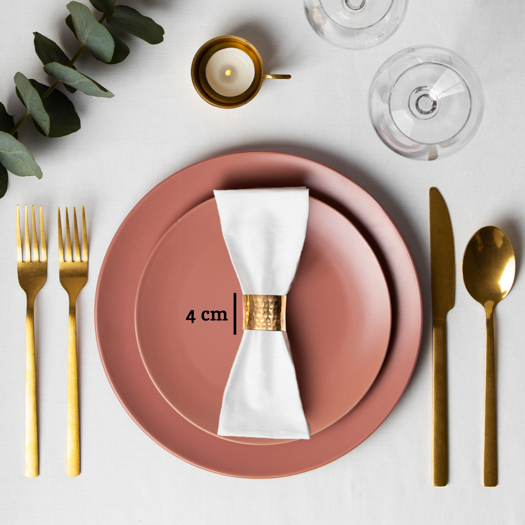 Orsina Hammered Brass Finish Napkin Rings - Set of 4 Table Accessories
