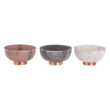 Orsina Monzaro Marble Dipping Bowls – Set of 3 Black White Pink Gold