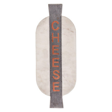 Orsina White and Grey Marble Cheeseboard with Copper Detail and Handles