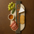 Orsina White and Grey Marble Cheeseboard with Copper Detail and Handles