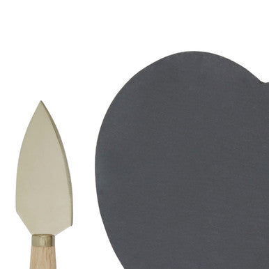 Orsina Heart Slate Cheese Board with Gold Knife – 2-Piece Serving Set