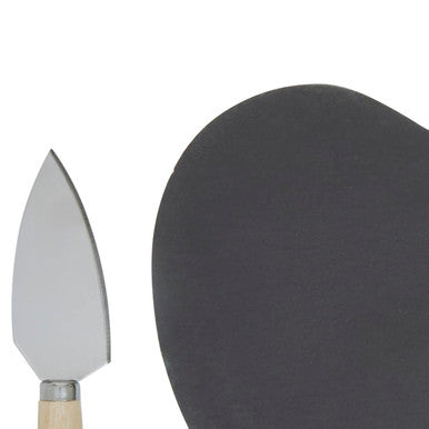 Orsina Heart Slate Cheese Board with Gold Knife – 2-Piece Serving Set